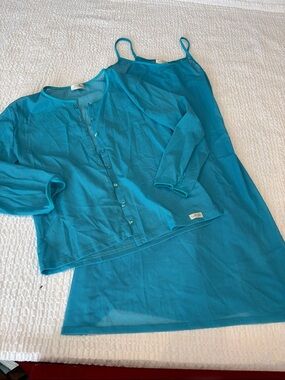 La Senza Turquoise Two-Piece Slip Dress & Sheer Button Cardigan Lingerie Set